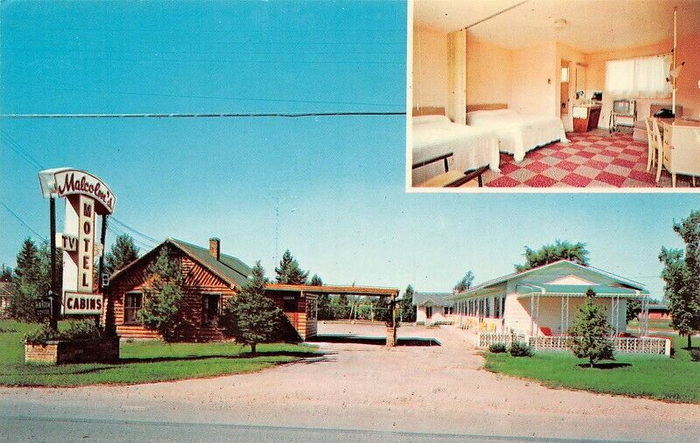 The Cedars Motel and Cabins (Malcoms Motel) - Old Postcard View (newer photo)